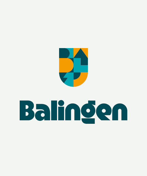 Logo der Stadt Balingen mit modernem, farbigem Signet und klarer Typografie, entwickelt von Atelier Türke für eine prägnante und zeitgemäße Markenidentität.
